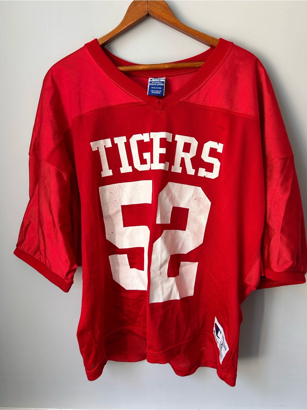 Vintage 90s Champion Tigers Football Jersey Men XL Red Mesh‎ Made in USA